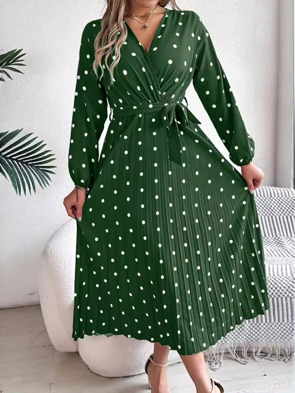 Women's Elegant Polka Dot Long Dress